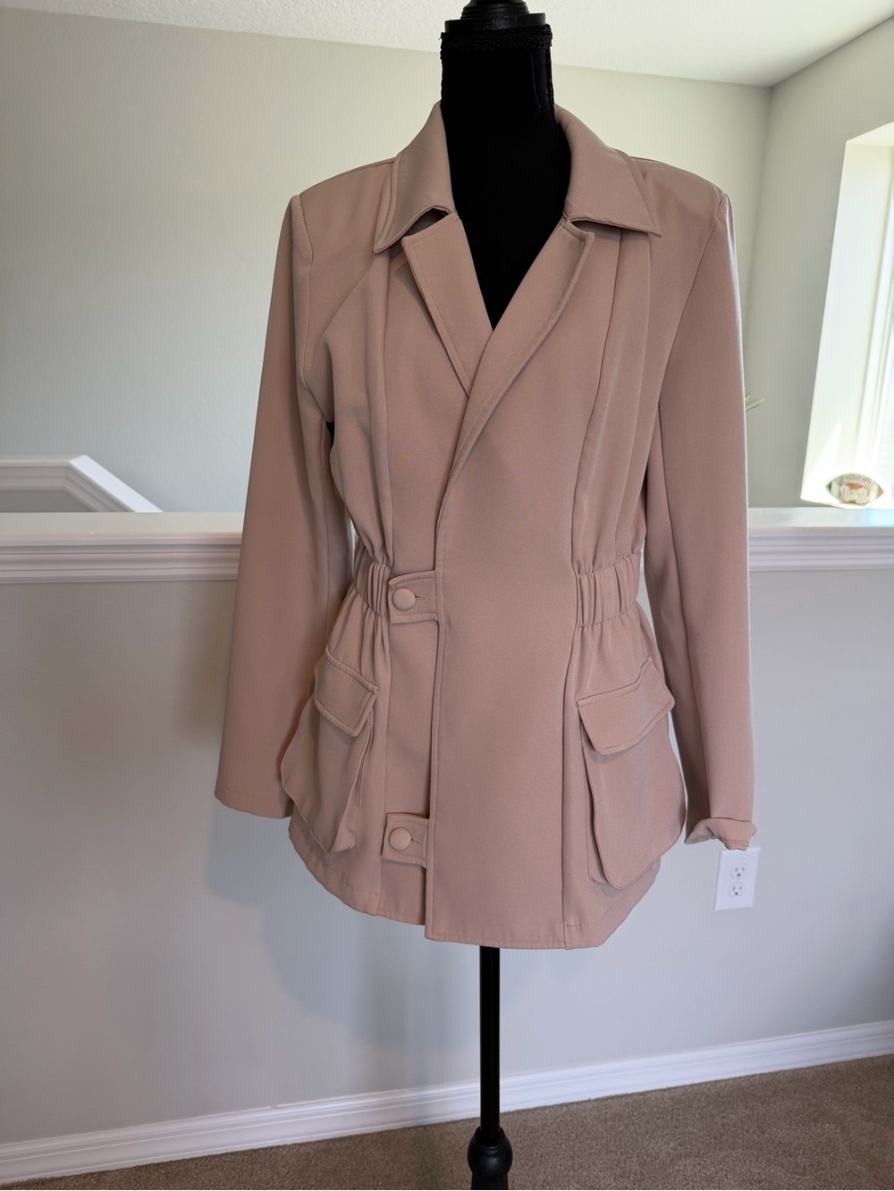 Classic Women's Blazer Jacket in Light Taupe